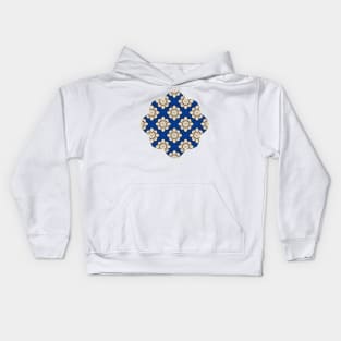 Blue and Beige Square Pattern Kids Hoodie